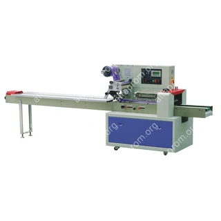 Горизонтальная упаковочная машина DXDZ-600D (H-120 mm, L 140-500mm, шаг толкателей 400mm, транспортер на узле поперечной запайки)