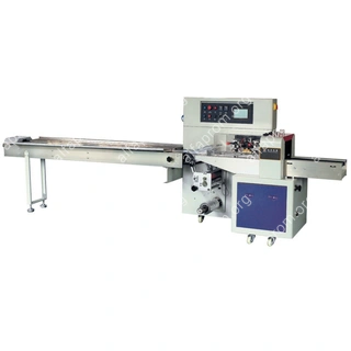 Горизонтальная упаковочная машина DXDZ-600XD (3 серв., H-110 мм, L не огр., W 145-285 мм, HL-1108, круг. отв., подбой, прок. пакета)